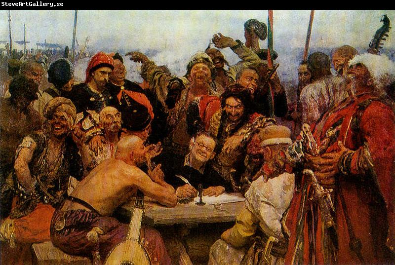llya Yefimovich Repin The Reply of the Zaporozhian Cossacks to Sultan of Turkey